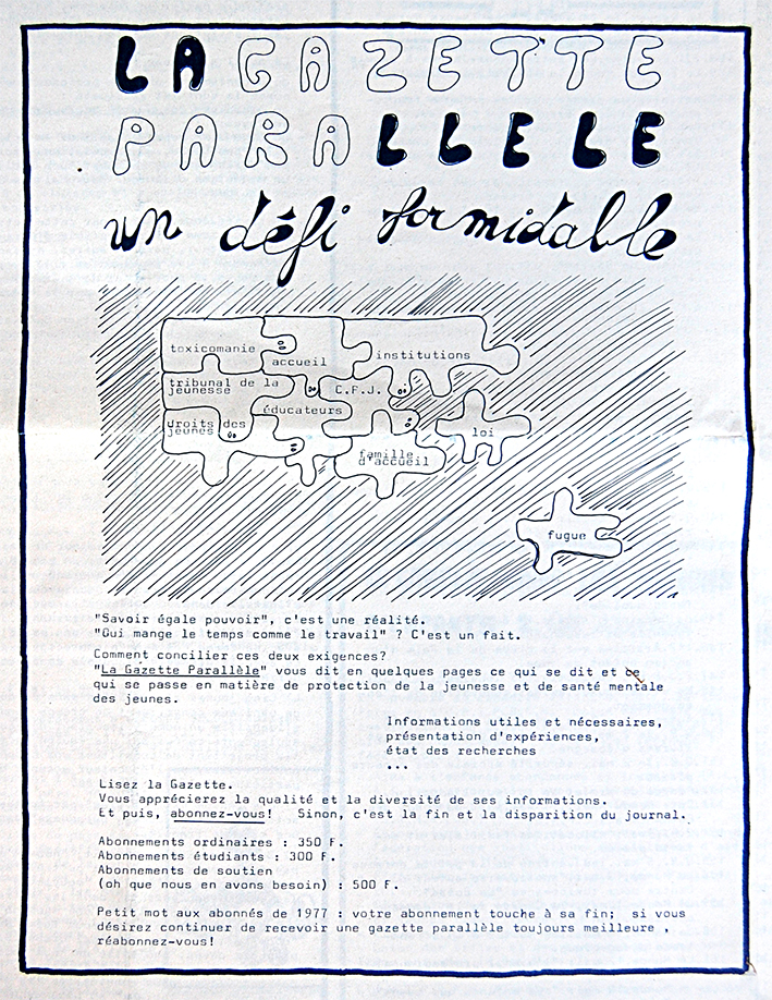 « Un défi formidable », La Gazette Parallèle, n° 3, mai 1978 (Bibliothèque de droit de l’UCLouvain).