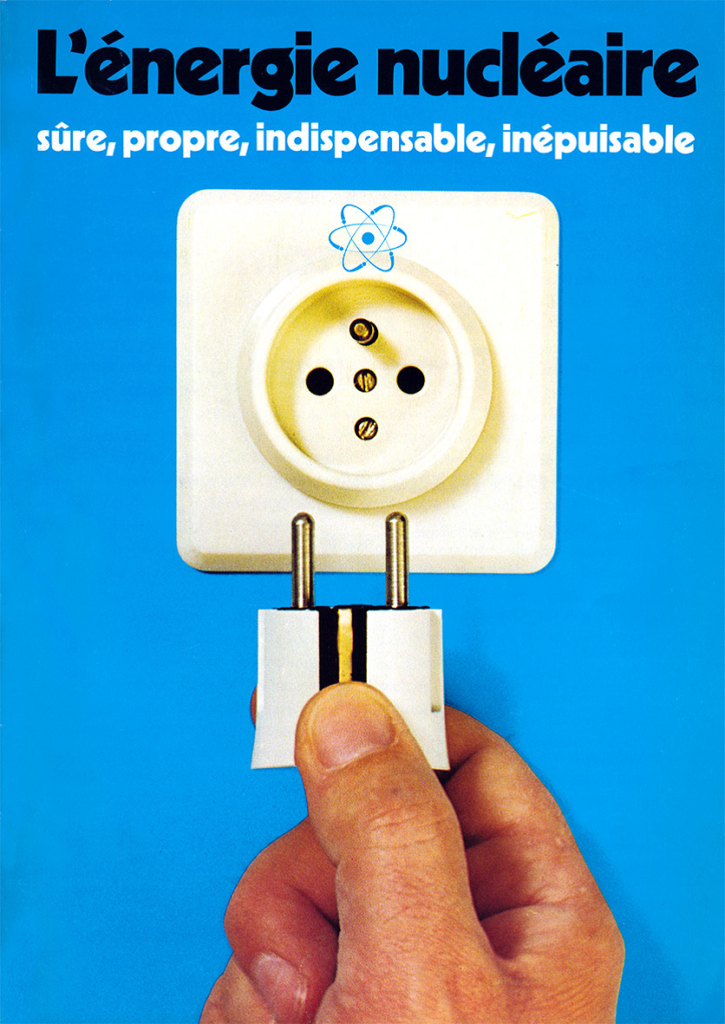 Page de couverture de la brochure éditée par l’UEEB : L’énergie nucléaire. Sûre, propre, indispensable, inépuisable. UEEB, Bruxelles, 1974.