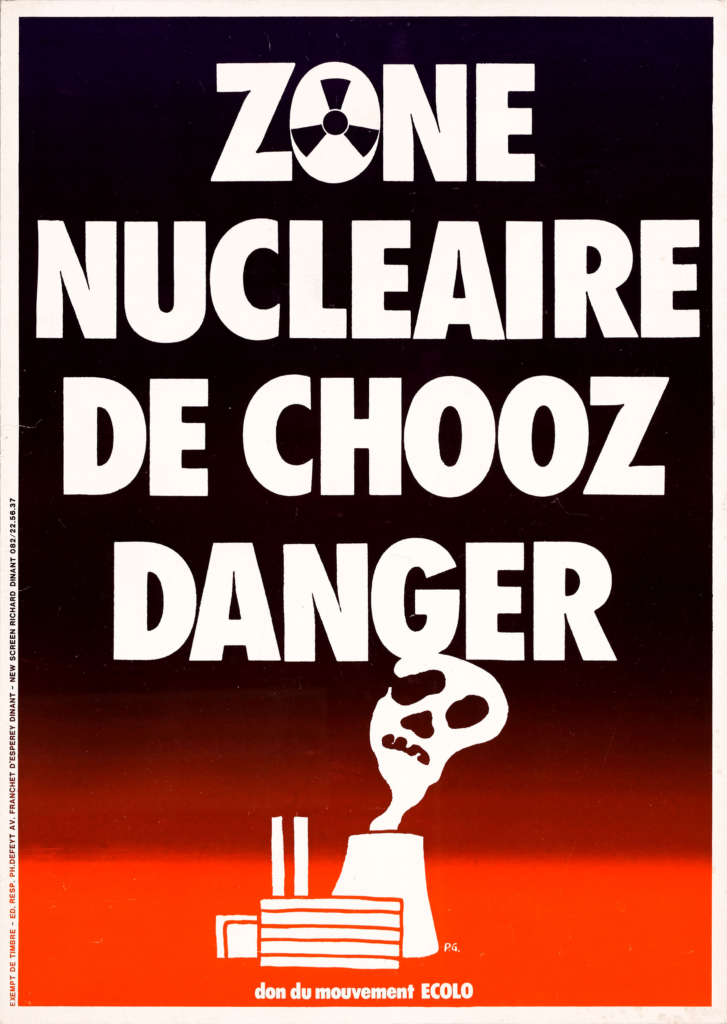 Affiche d’opposition du Mouvement Ecolo à la centrale de Chooz, [années 1980]. Centre d’archives privées Etopia, collection affiches.