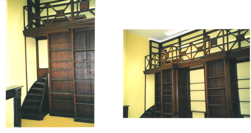 Vue des étagères de la bibliothèque de la rue Saint-François, (clichés de Dominique Dognié, 1990.)