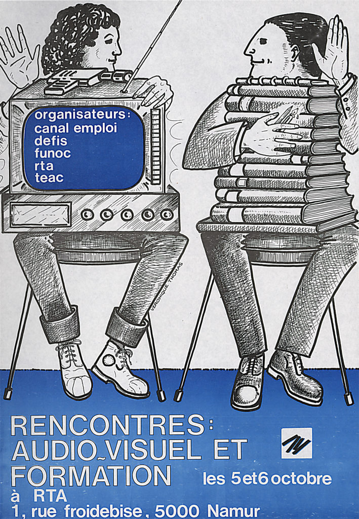 Affiche de promotion d’un évenement coorganisé par  Canal emploi, DÉFIS, e.a., s.d. (CARHOP, coll. aff. n° 295)